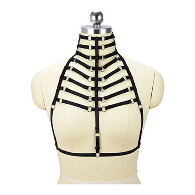 Party Queen Bandage Body Harness For Women Rave Wear Lingerie Sexy Charming Straps Garter Belt Cupless Bustier Top Punk