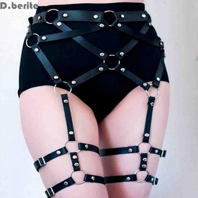 Fashion Women Harness Body Belts Sexy Garters Bondage Belt Punk Strap Band From Waist To Leg Adjustable Suspender Straps