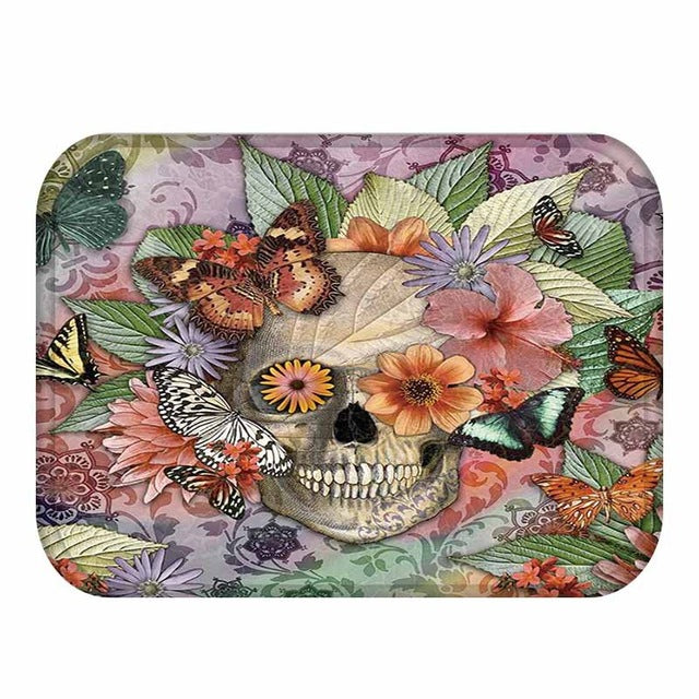 Skull Mats Flannel Carpet Non-slip Mats Home Decorations