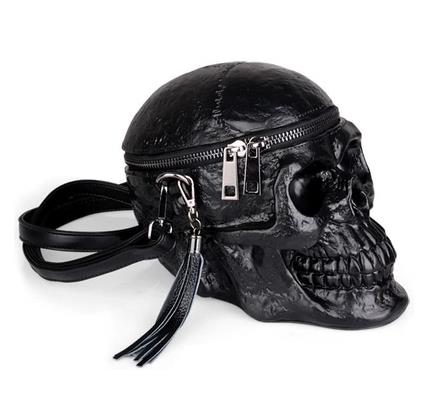 3D Funny Skeleton Head Black Shoulder Crossbones Messenger