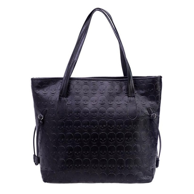 Women Fashion Handbag Retro Skeleton Embossing Shoulder Bag Large Tote Purse female skull pattern large shoulder bag tote bag