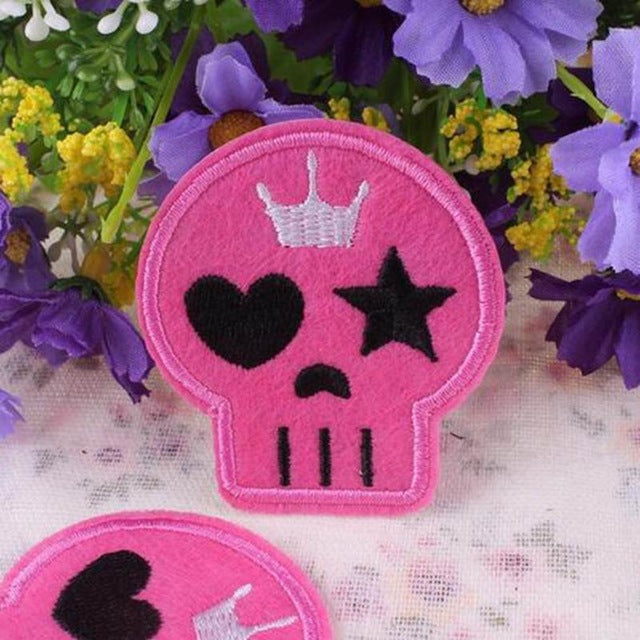 Set of 10 random sugar Skull Embroidery Patches