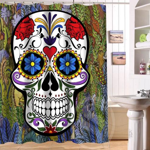 24 Style Custom Classic Skull Bathroom Waterproof Shower Curtain Durable Classic Bathroom decorative