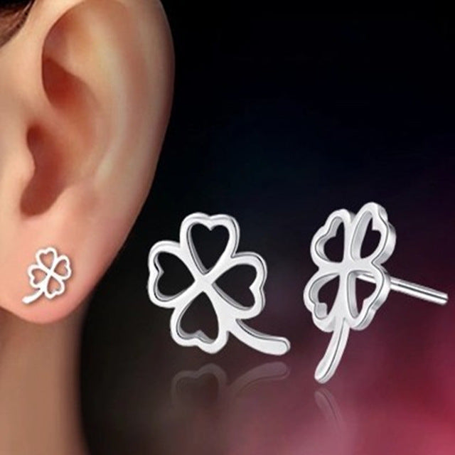 Imitation Pearl Heart Crystal Flower Bow Leaf Angel Wings Geometry Stud Earrings for Women Jewelry