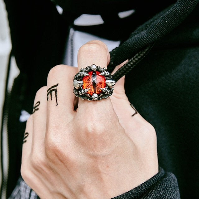 Punk Rock Claw with three Zircon stone evil eye CZ ring men anniversary Biker Skull jewelry christmas Gift BR8-479