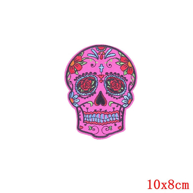 Set of 10 random sugar Skull Embroidery Patches