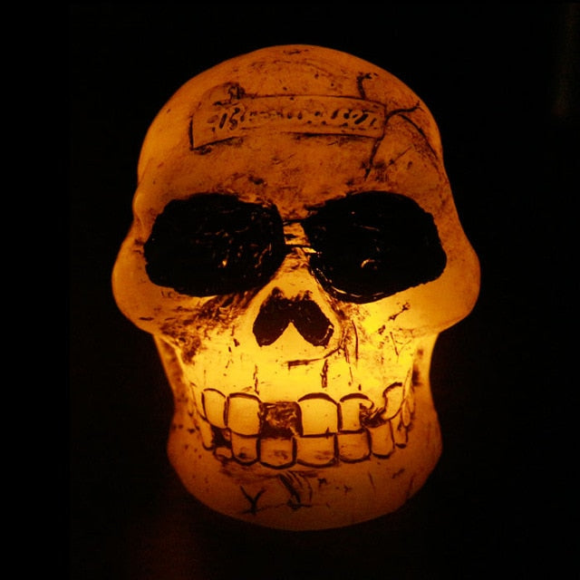 Flameless Human Mini Skull LED Candles Lamp Paraffin Wax Electronic Candle Light Halloween Toy Holiday Party Gift Decor