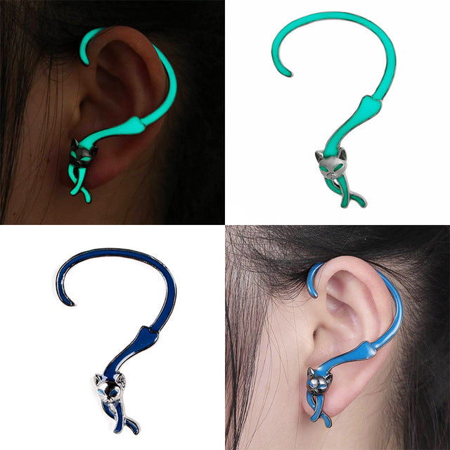 Punk Ear Cuff Wrap Glow In The Dark Shellhard Trendy Luminous Ear Clip Earrings Stud Earrings For Women Jewelry