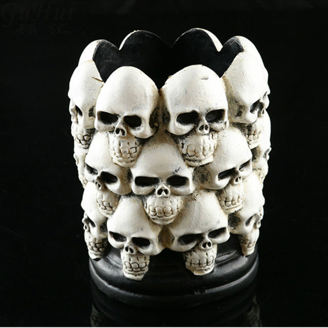Halloween Resin Terror Model White Skull Wine Cup Ashtray Prop Skeleton
