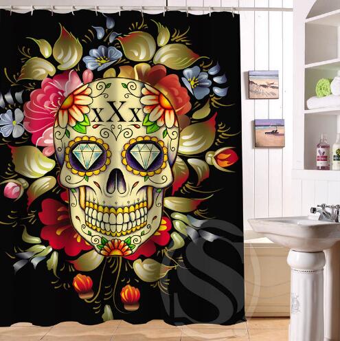 24 Style Custom Classic Skull Bathroom Waterproof Shower Curtain Durable Classic Bathroom decorative
