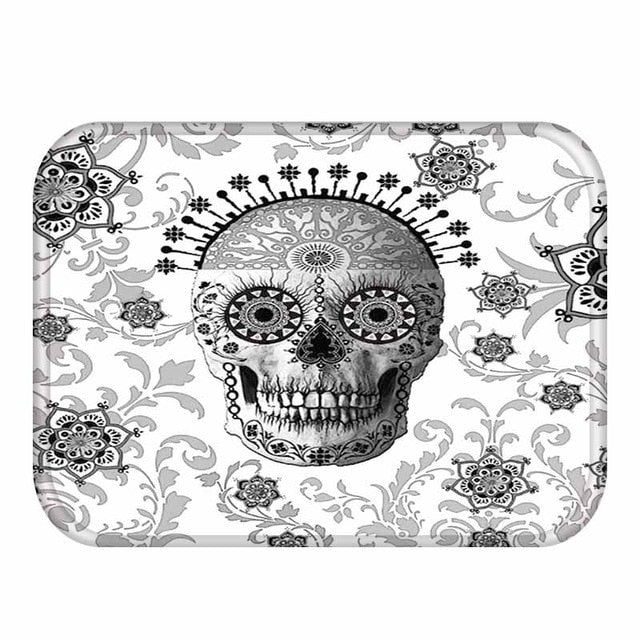 Skull Mats Flannel Carpet Non-slip Mats Home Decorations