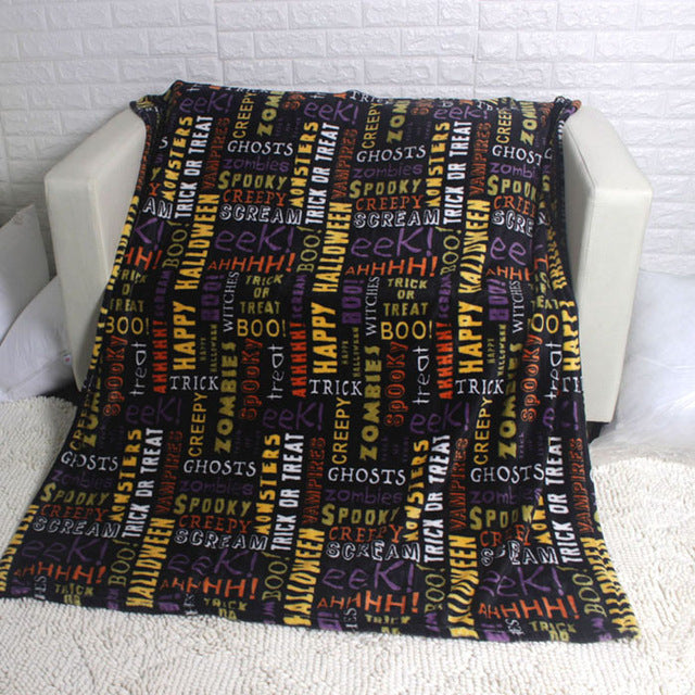 Skull skeleton head spider net nightmare throw blanket