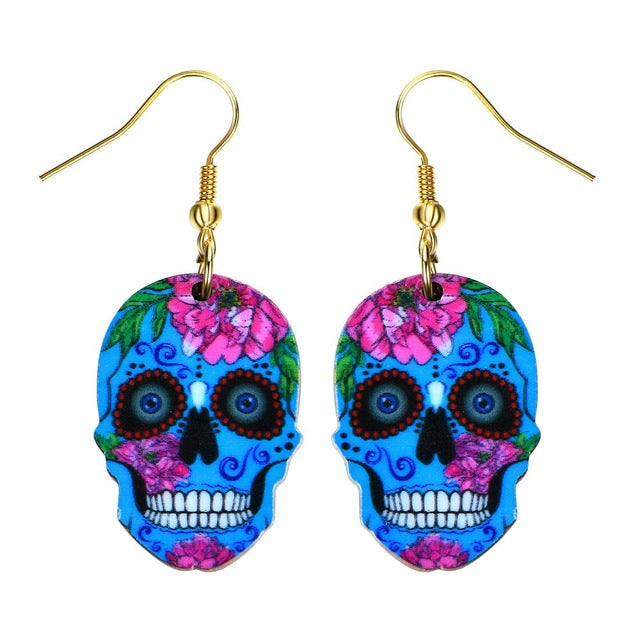 Sugar Skull Earring For Women Calavera Sugary-sweet whimsical skull Earrings Mexican Day of the Dead Halloween