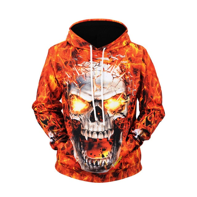 Newest 3D Print Christmas Halloween Skull Theme Pullover Hoodies