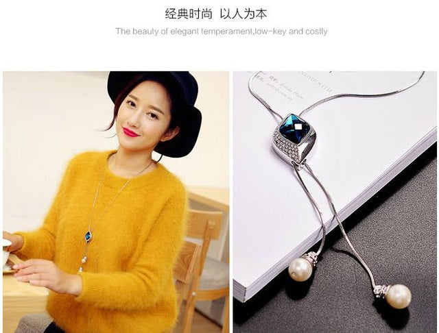 Luxury bohemia Accessories Zircon Snowflake Sweater chain Long Wild snow Necklace Dress Pendant Crystal Jewelry