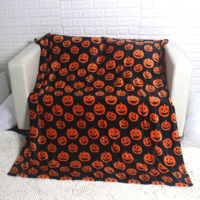 Skull skeleton head spider net nightmare throw blanket