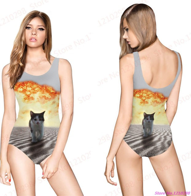 Muscle Women Swimwear DAY OF THE DEAD Swimsuit One Piece Sexy