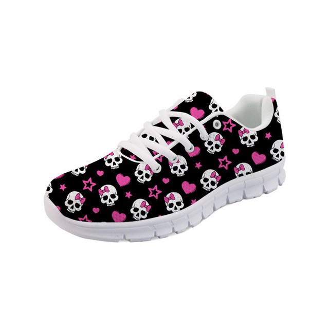 Spring Summer Flats Casual Shoes Classic Print Skull Women's Sneakers Comfort Ladies Mesh Shoes for Student Women