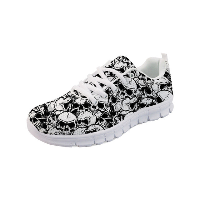 Spring Summer Flats Casual Shoes Classic Print Skull Women's Sneakers Comfort Ladies Mesh Shoes for Student Women