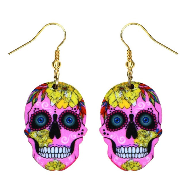 Sugar Skull Earring For Women Calavera Sugary-sweet whimsical skull Earrings Mexican Day of the Dead Halloween