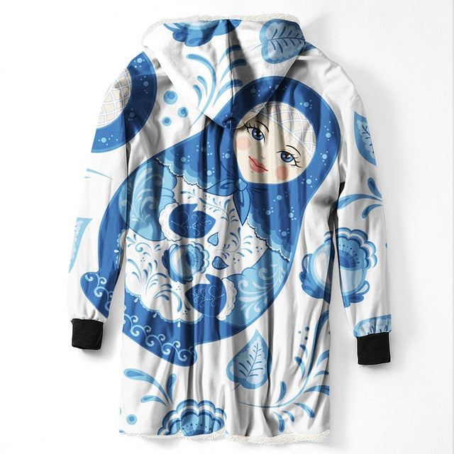 3D Printed Sugar Skull Hooded Blanket Winter Warm