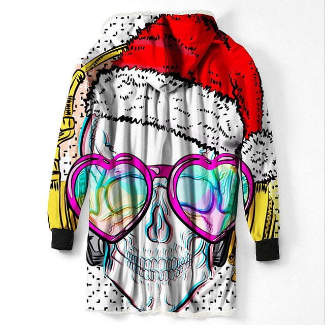 3D Printed Sugar Skull Hooded Blanket Winter Warm