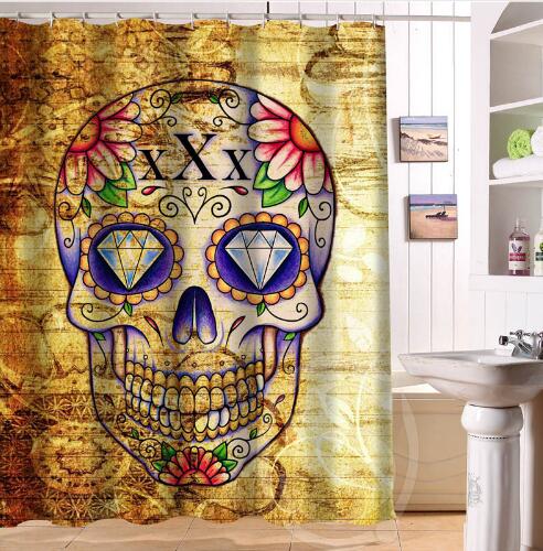 24 Style Custom Classic Skull Bathroom Waterproof Shower Curtain Durable Classic Bathroom decorative