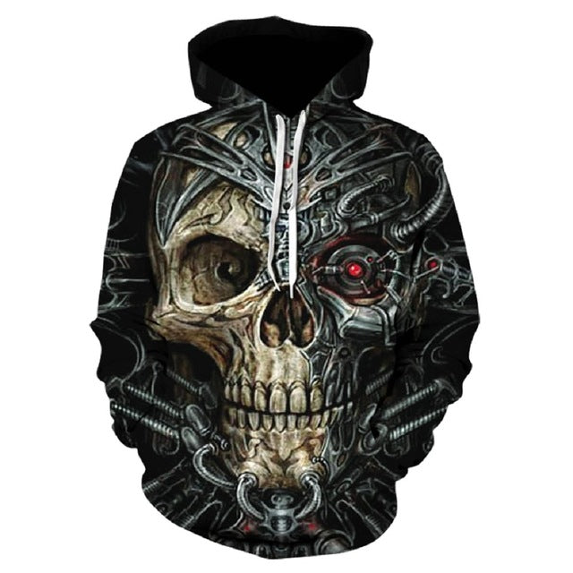 Spring 3D Hoodies Men Hooded Sweatshirts Melted Skull