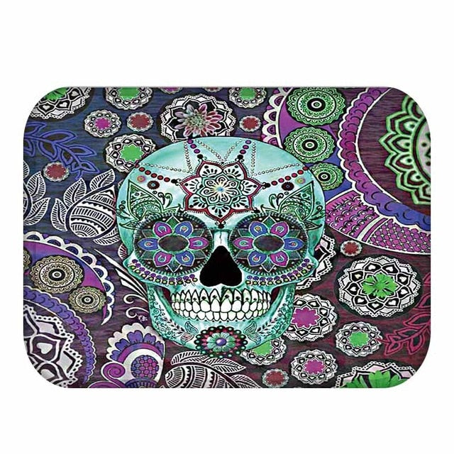 Skull Mats Flannel Carpet Non-slip Mats Home Decorations
