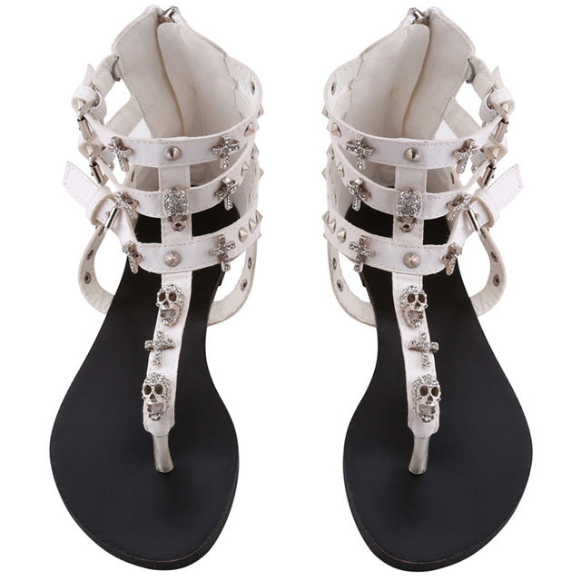 Cross Skull Flat Sandals Women Summer Shoes Roman Style Fashion Sandals Shoes Women Flat Sandals Slippers Flip Flops