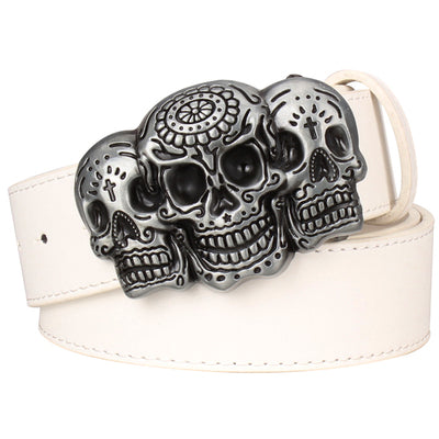 Fashion Wild men belts metal buckle retro Devil Skull belt bold hip hop Street Dance belt exaggerated shape
