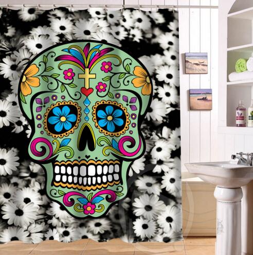 24 Style Custom Classic Skull Bathroom Waterproof Shower Curtain Durable Classic Bathroom decorative