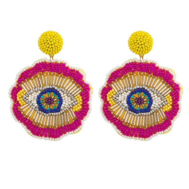 Fashion Women Multicolored Skull Pendant Fringed Earrings