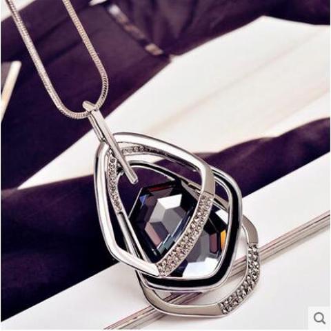 Luxury bohemia Accessories Zircon Snowflake Sweater chain Long Wild snow Necklace Dress Pendant Crystal Jewelry