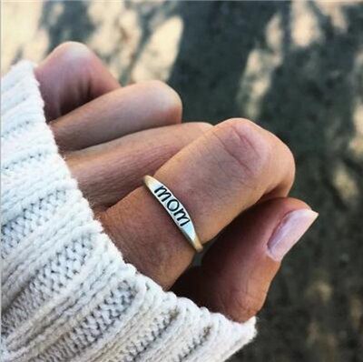 Antique Silver Carved Geometric Rings Set for Women Letter Hand Flower Knuckle Midi Rings Set Bohemian Jewelry