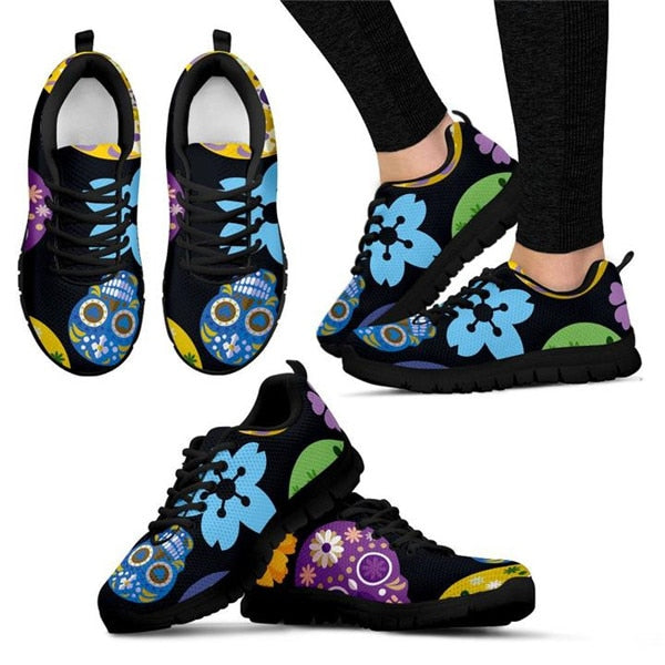 Sugar Skulls Women Shoes Flats Sneakers