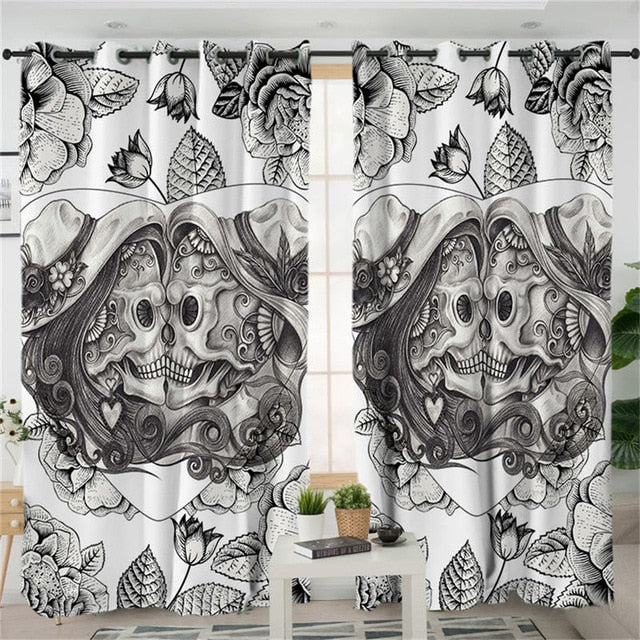 Skull Couple Bedroom Curtain Wedding Blackout Curtains