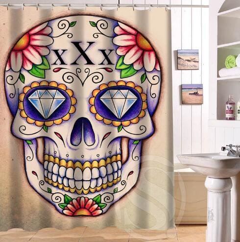 24 Style Custom Classic Skull Bathroom Waterproof Shower Curtain Durable Classic Bathroom decorative