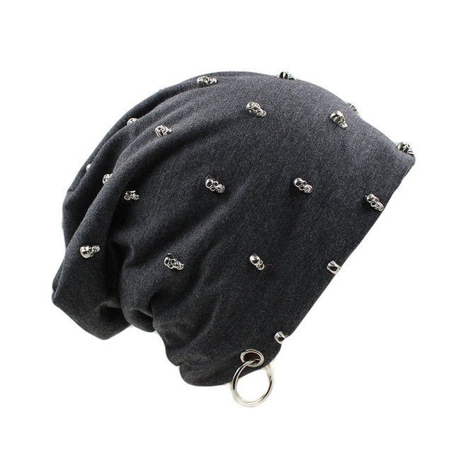 New Fashion Casual Hat With Skull Hoop Brand Caps Winter Warm Beanies