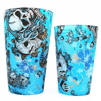 Creative Multicolor FDA Silicone Foldable Cool Mug Portable Tea Coffee Beer Skull Mug Cup For Outdoor Travel Wedding Gift