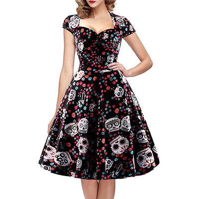Women Vintage 50s 60s Square Collar Wrapped Chest Plus Size 4XL Swing Rockabilly Pin Up Dress