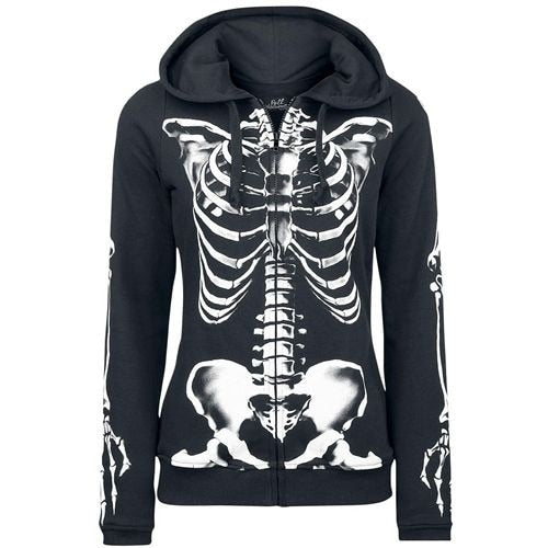 Gothic Punk Women Skull Skeleton Hoodies,Long Sleeve