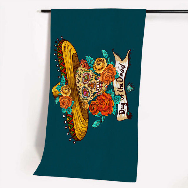 Sugar Skull Tapestry Wall Hanging Floral Home Decor Mandalas Wall Carpet Polyester Tapestry Beach Towels Sunblock Shawl