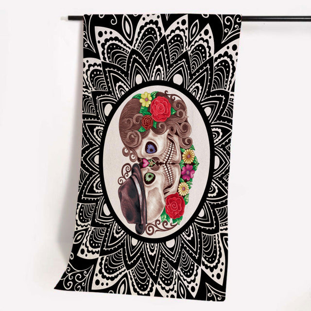 Sugar Skull Tapestry Wall Hanging Floral Home Decor Mandalas Wall Carpet Polyester Tapestry Beach Towels Sunblock Shawl