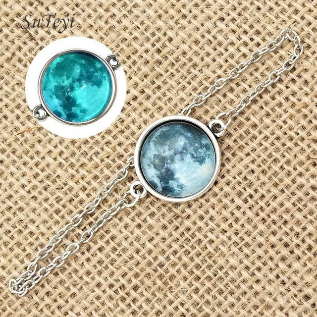 Glow in the Darkness Crystal Bracelet Jewelry Luminous Star Series Planet Bracelets & Bangles Glass Cabochon Bracelets