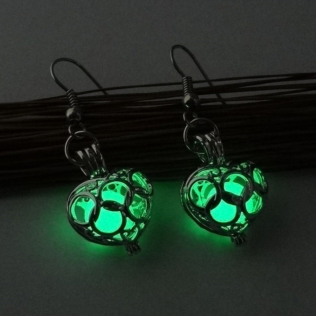 Fashion Light Hollow Heart Glow In The Dark Earrings Stud Earrings For Women Jewelry Accessories Fluorescence Glow Earring