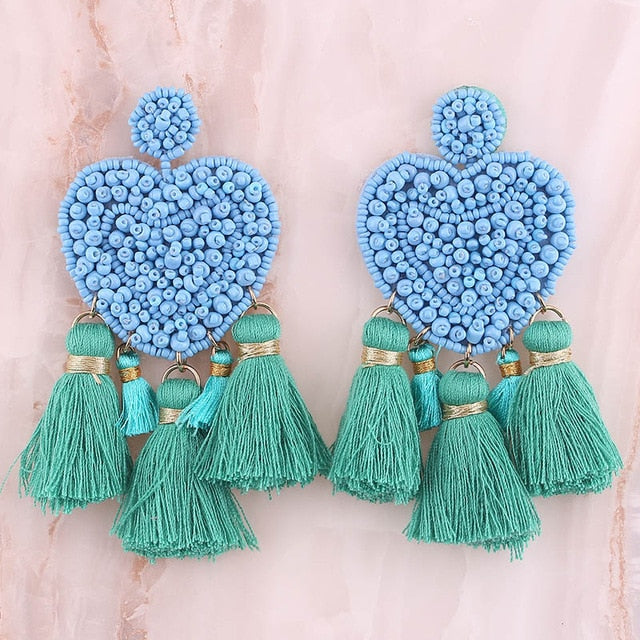 Fashion Women Multicolored Skull Pendant Fringed Earrings