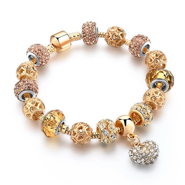 Luxury Crystal Heart Charm Bracelets & Bangles Gold Bracelets For Women Jewellery Pulseira Feminina