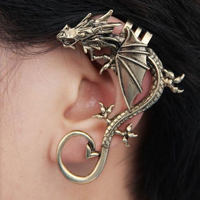 Punk Temptation Metal Dragon Bite Ear Wrap Cuff Earrings for Women Men Clip Earings No Pierced 1pc