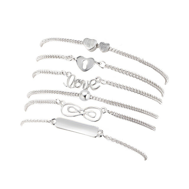 Crystal Sequins Anklet Set For Women Beach Foot jewelry Vintage Statement Anklets Boho Style Party Summer Jewelry 3Pcs/lot